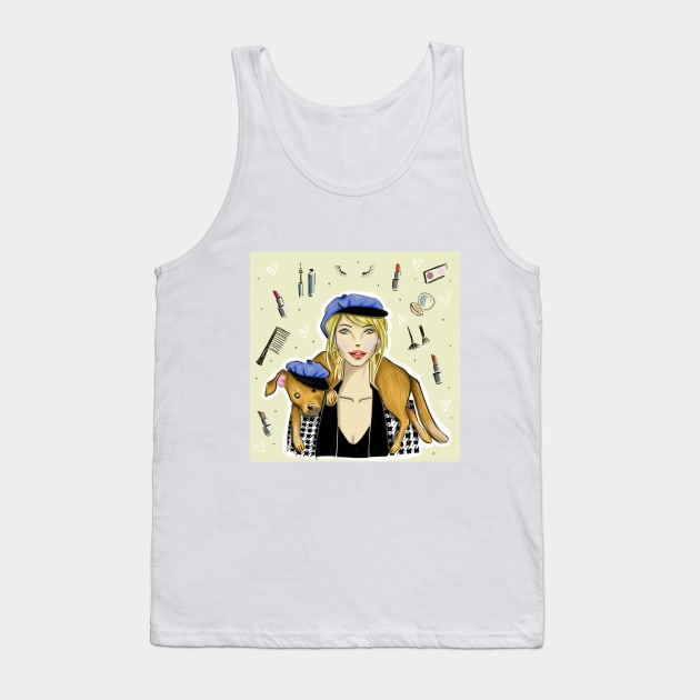 My Dog and Me (Cosmetic Background) Tank Top by Ji Illustrator